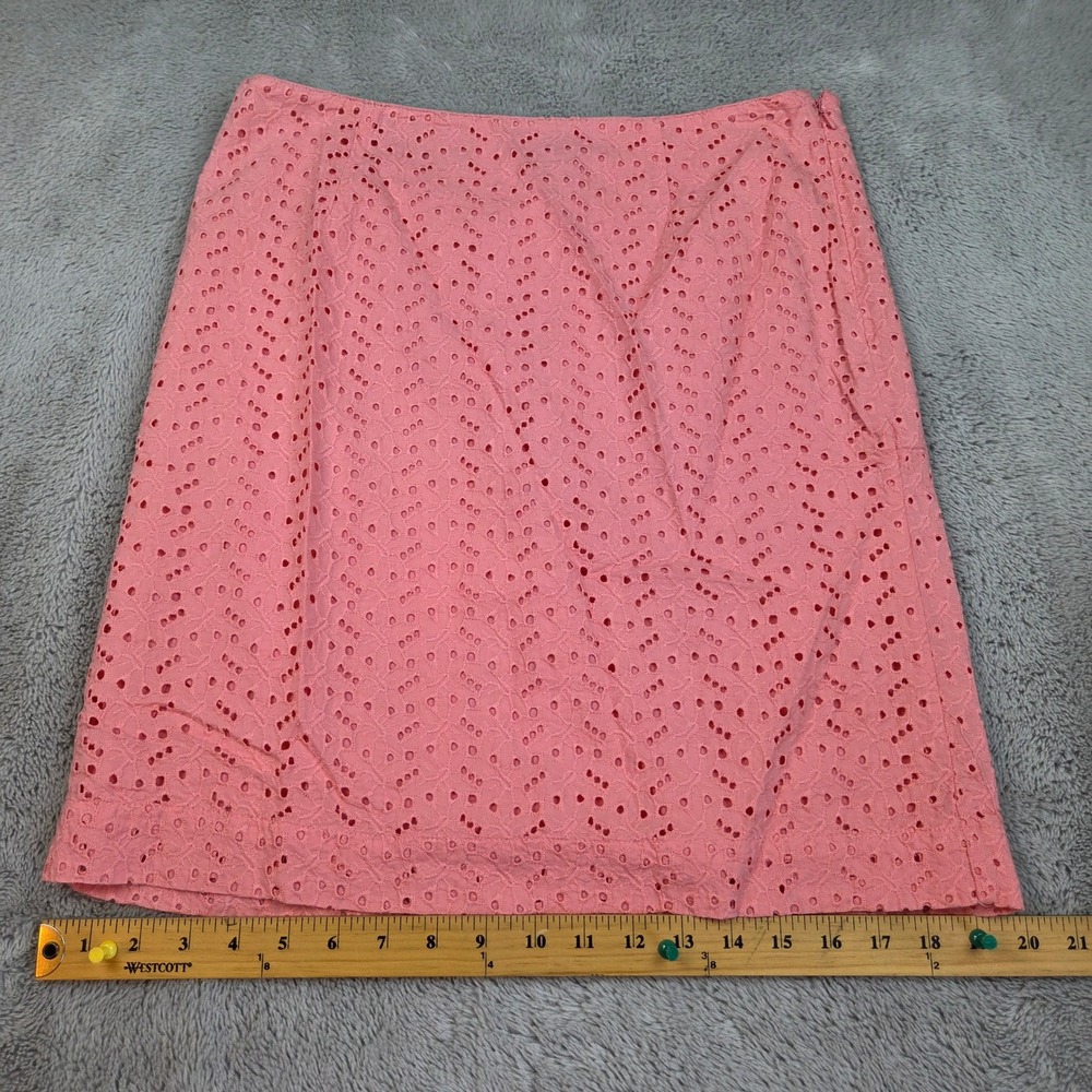L.L. Bean Eyelet Favorite Fit Skirt Womens Sz 8 Reg Straight Mini Skirt Pink New